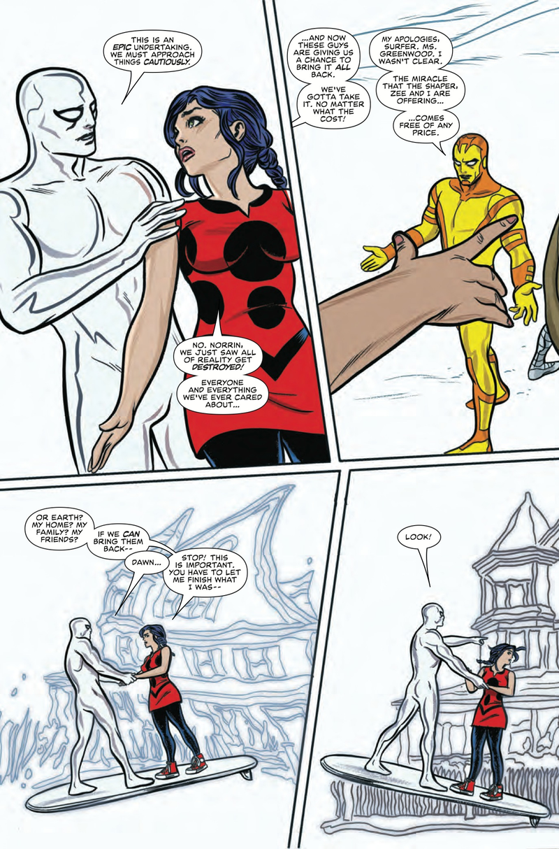 Illustration for article titled Exclusive Marvel preview: Norrin and Dawn try to rebuild the universe in Silver Surfer #15